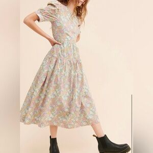 En Saison Cotton Blend Floral Midi Dress